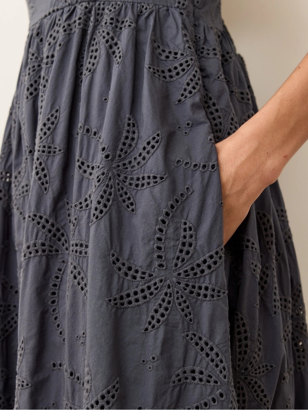 Marine Layer Rosette Eyelet Sleeveless Maxi Dress In Indigo Sz Medium NWT $218 - Picture 2 of 12